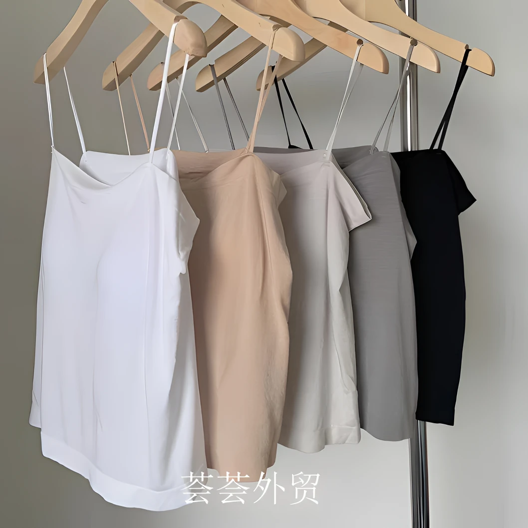 荟荟家--舒适莫代尔免穿内衣吊带背心遮副乳胸垫打底百搭夏OS-132