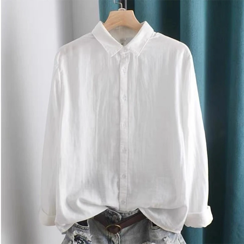 CS1073（方领）新款纯棉休闲长袖衬衫翻领衬衣三层棉纱衬衣