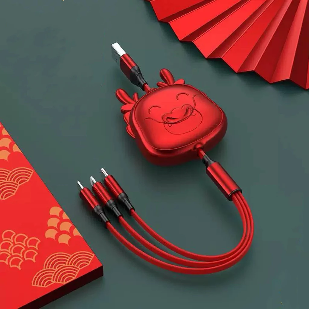红色小龙三合一车载数据线-30948