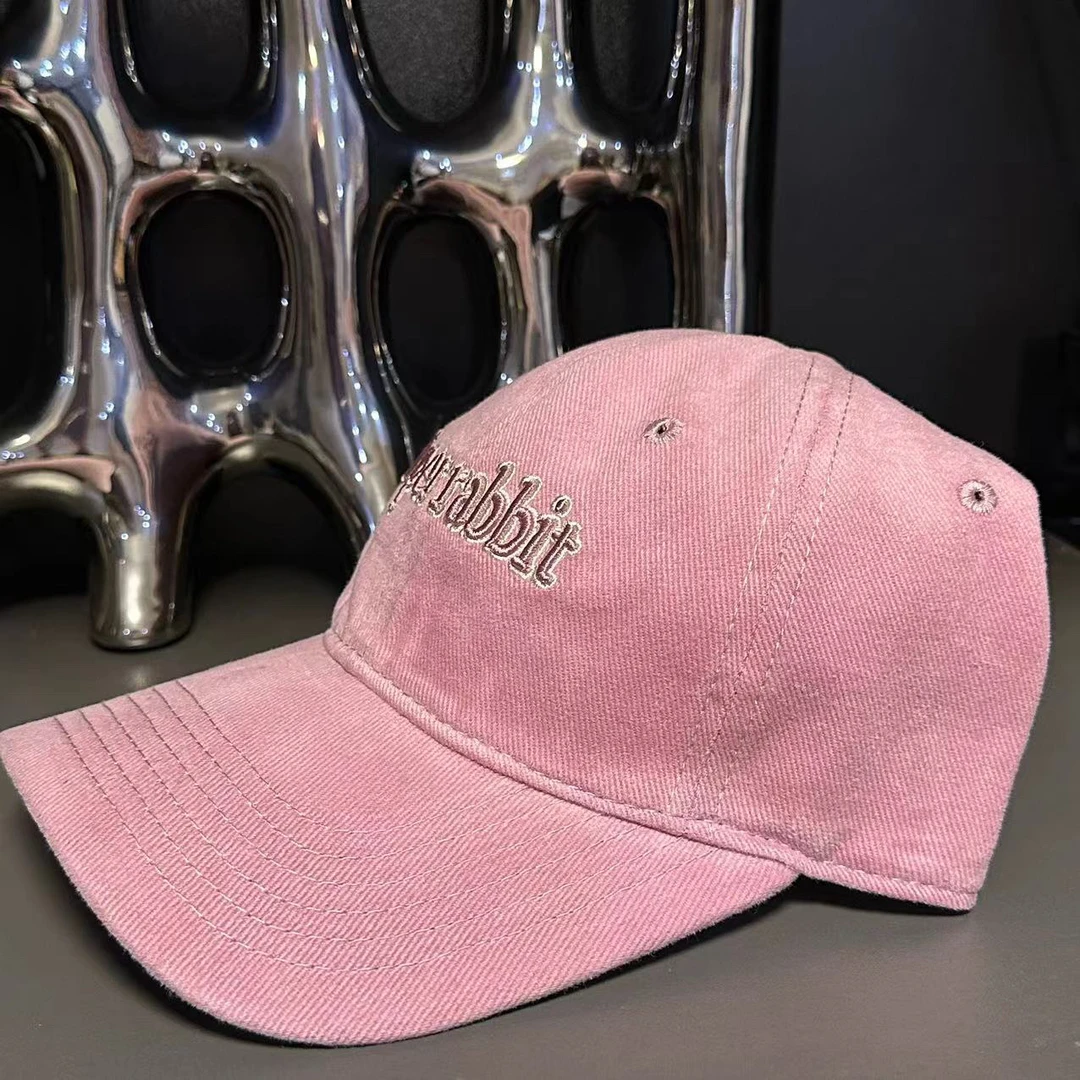 字母刺绣粉色鸭舌帽-32084
