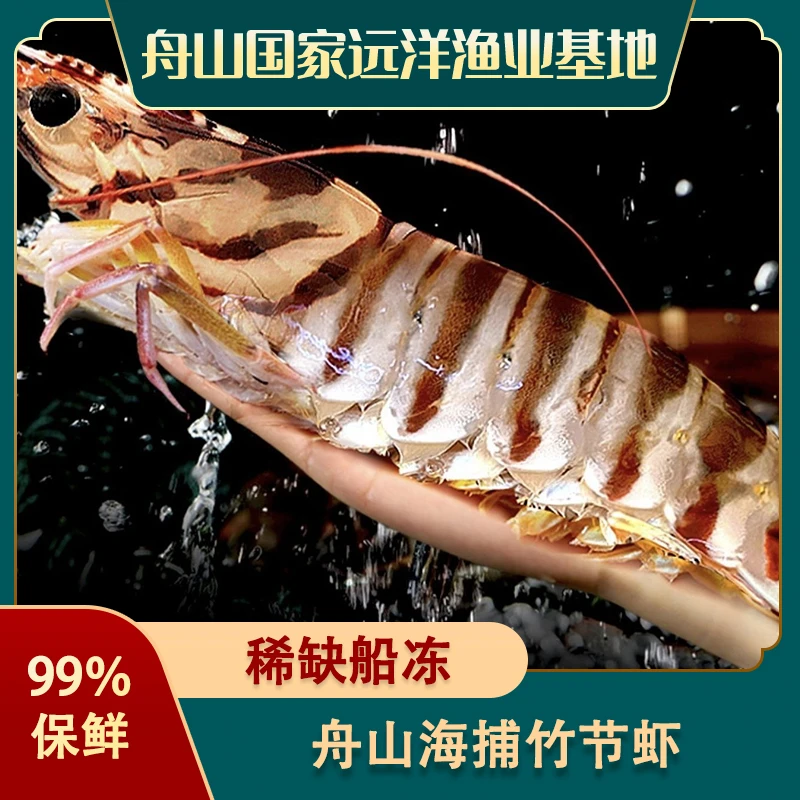 【稀缺船冻】舟山海捕野生竹节虾 到手250g/盒（5-6头） * 2盒