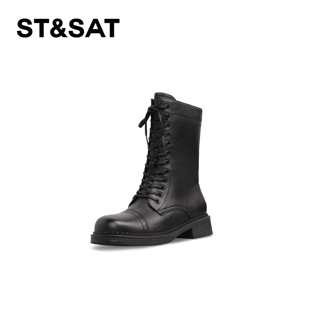 【英伦风情】星期六真皮秋冬复古马丁靴简约英伦风短靴SSC4116B2W