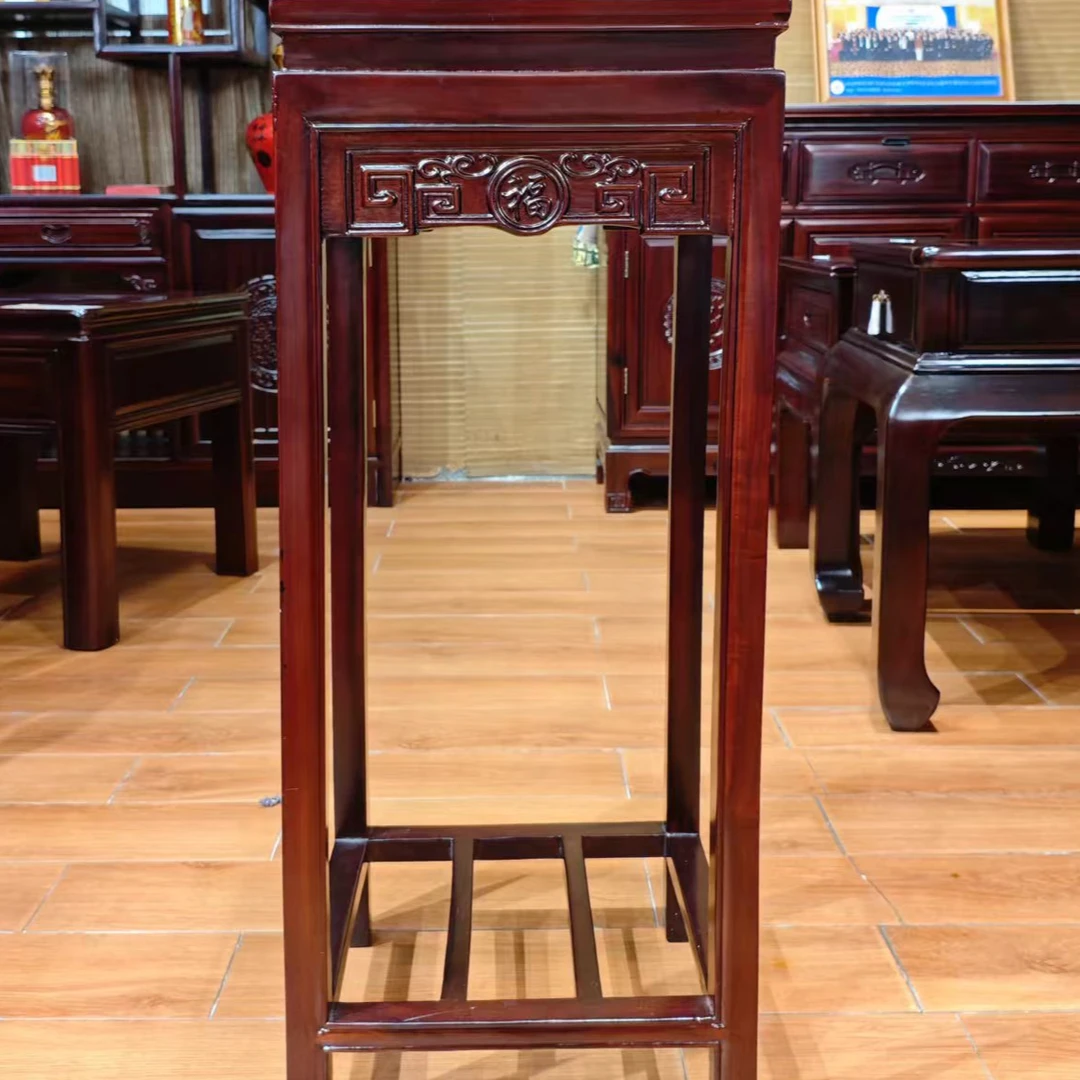 新中式 酸枝木  雕花 福字花架 尺寸：33*33*80