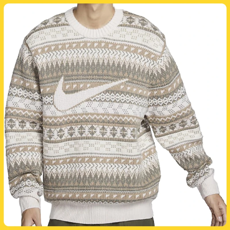 NIKE耐克男子 FAIR ISLE CREW SWEATER人造毛绒套头衫FZ0126-105