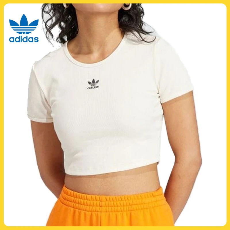 adidas Originals阿迪三叶草女子RIB TEE圆领短T恤IJ7804