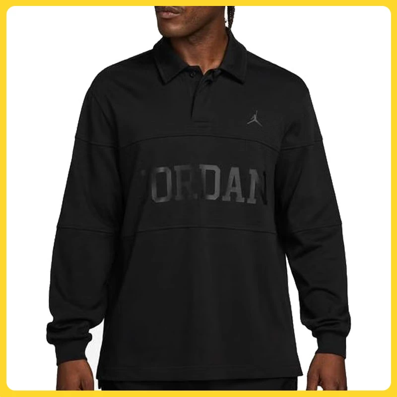 NIKE耐克男子AS M J ESS STMT RUGBY LS TOP有领长T恤FV7262-010