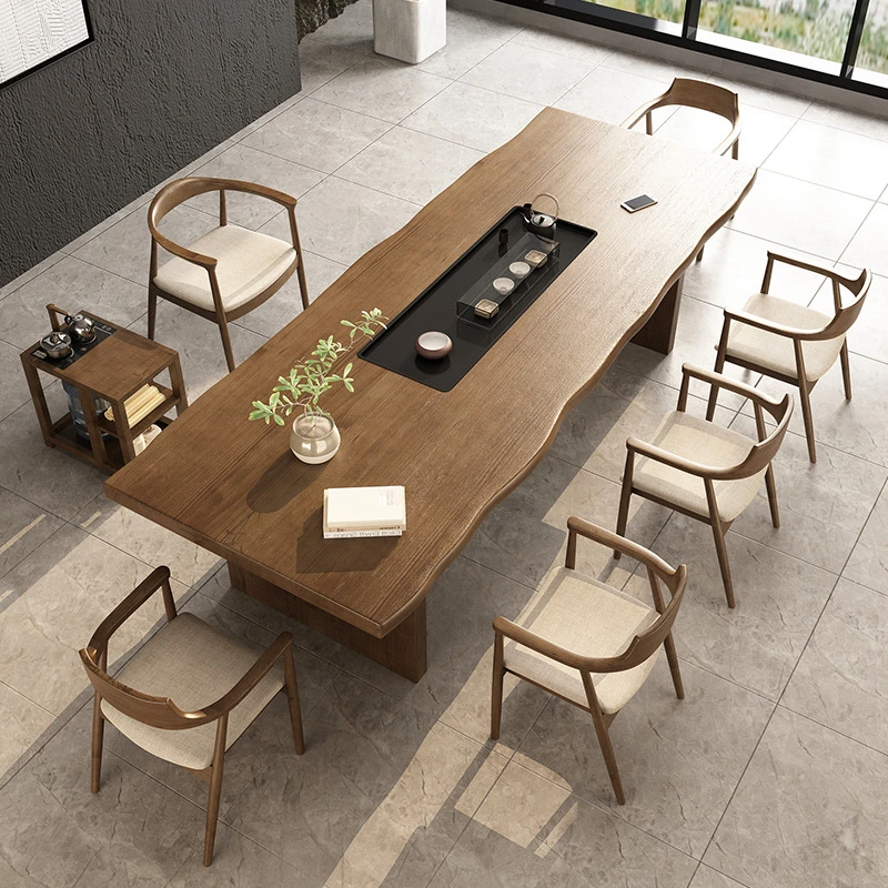 新中式实木茶桌茶台一体泡茶桌椅组合功夫茶台简约家用办公茶几