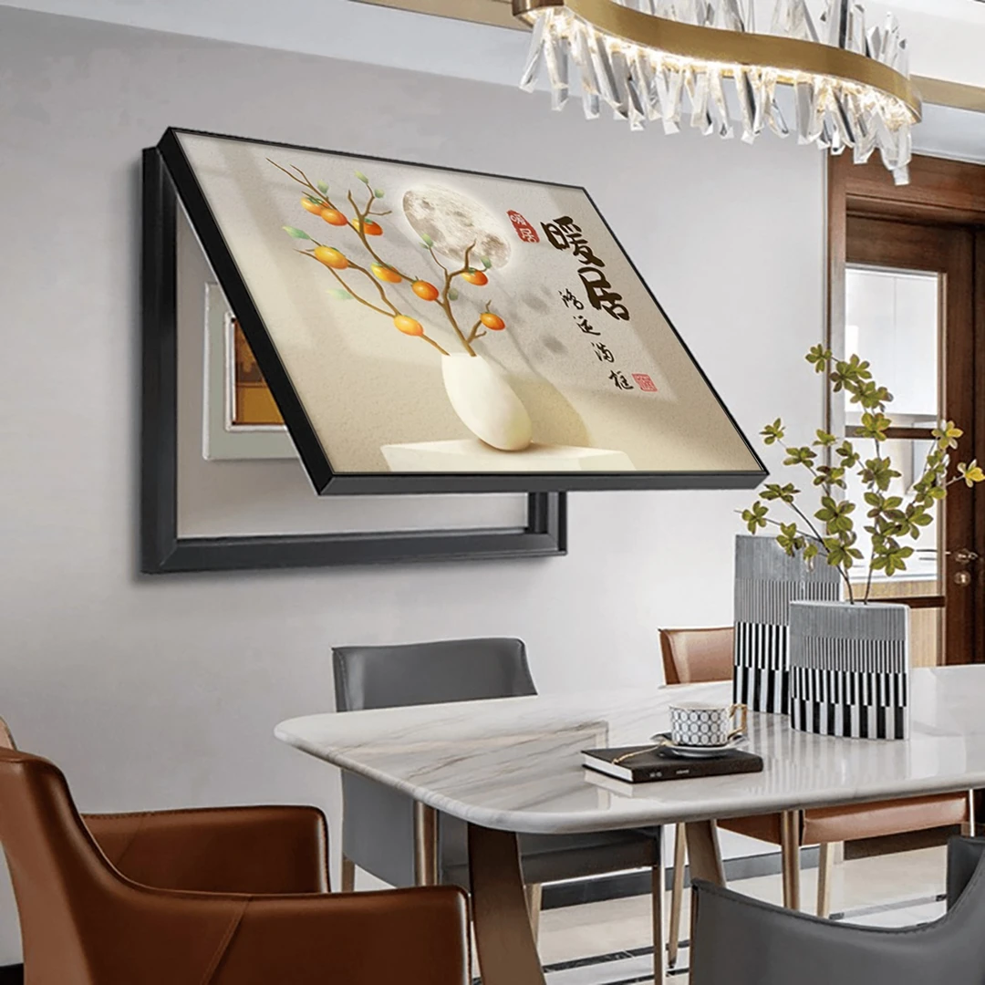 悦目丹青电表箱装饰画新中式免打孔装饰画2024年横版多媒体装饰画