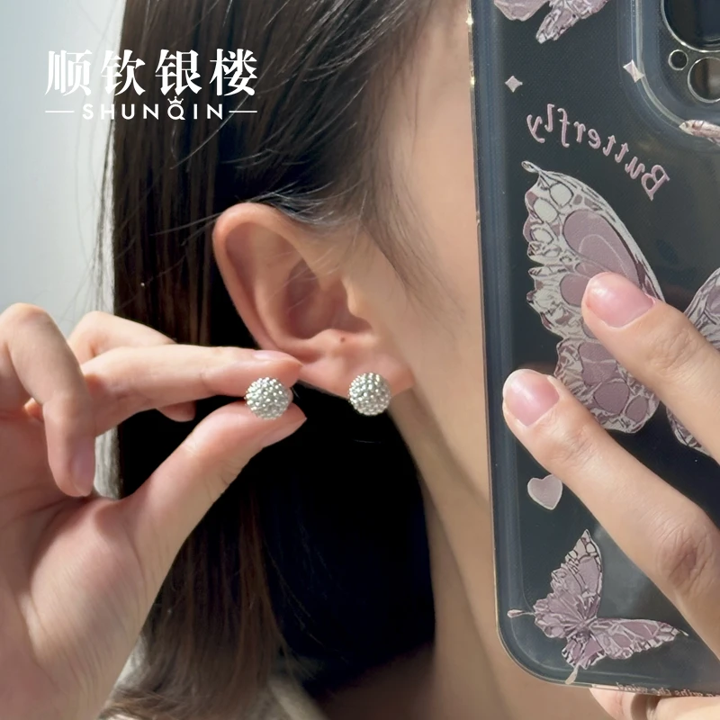 顺钦银楼 925银耳饰 【辉月耳钉】S925银耳钉气质轻奢小众精致百搭