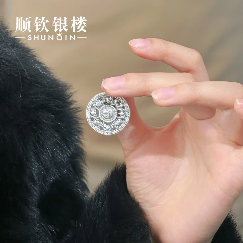 顺钦银楼 吊坠足银 【知安吊坠】足银999银吊坠百搭百搭气质复古