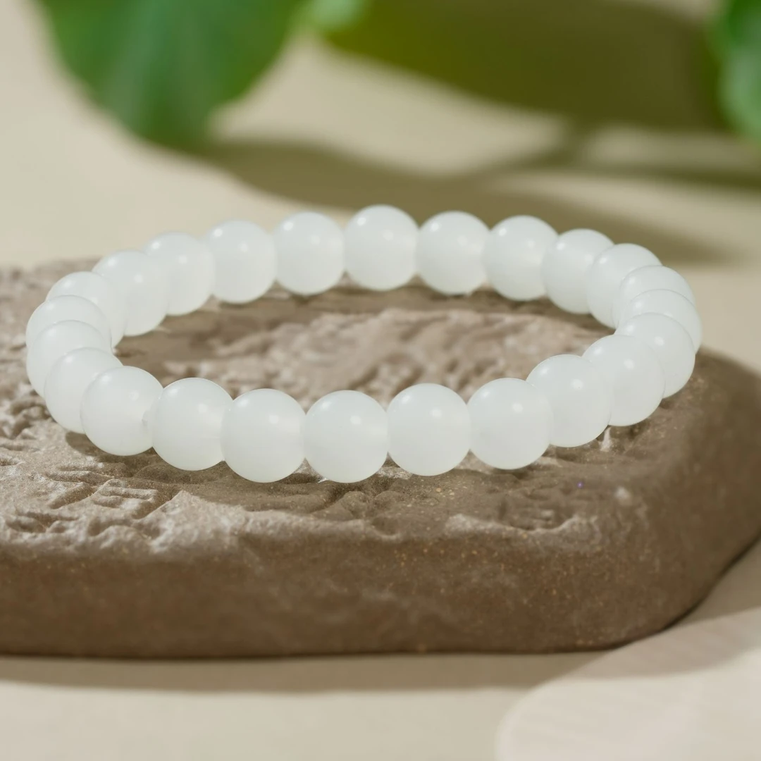 顺钦银楼 非金属仿水晶手链 【雪凝手串】白色素圈百搭简约