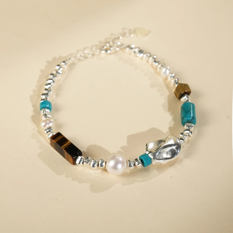 顺钦银楼 925银手链 【琦明】银S925碎银手链气质轻奢时尚简约百搭