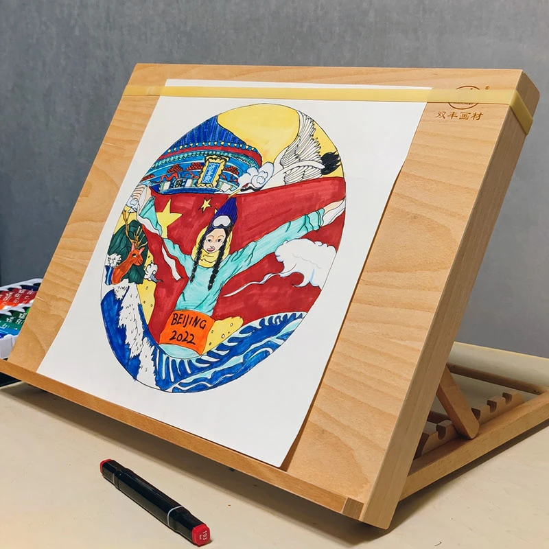 4开8K画板架子美术生专用榉木制A2a3桌面台式绘画图架画室素描水