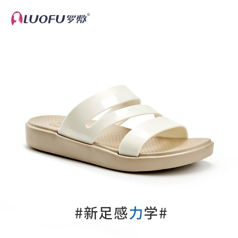 LUOFU罗敷 女款夏季居家洗澡室外简约休闲防滑耐磨厚底坡跟凉拖鞋