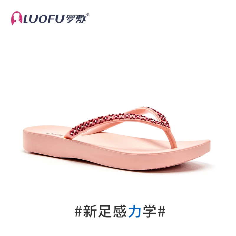 LUOFU罗敷新款人字拖女防滑外出耐磨室外沙滩夹脚海边平底拖鞋ins