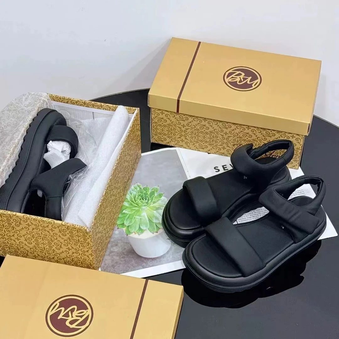 外贸品牌夏季厚底休闲凉鞋女款2024 新款夏季时尚爆款外贸百搭鞋