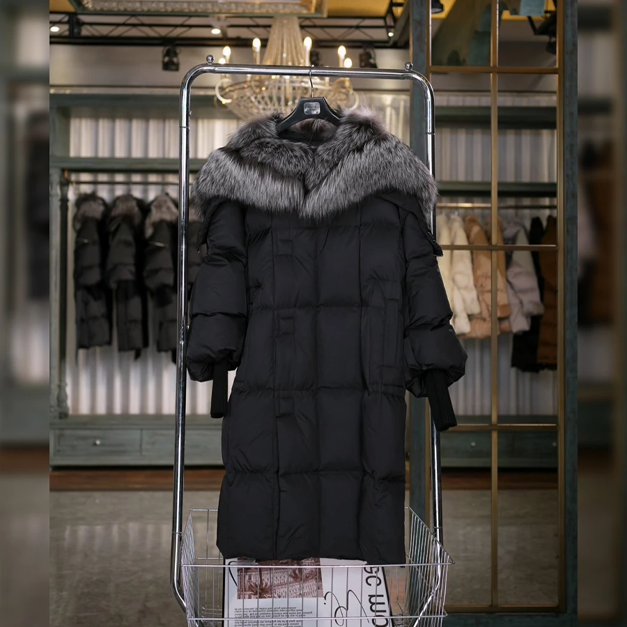 海宁新真毛狐狸毛可脱卸四层缩绒高端轻奢时尚女士加厚中长款外套