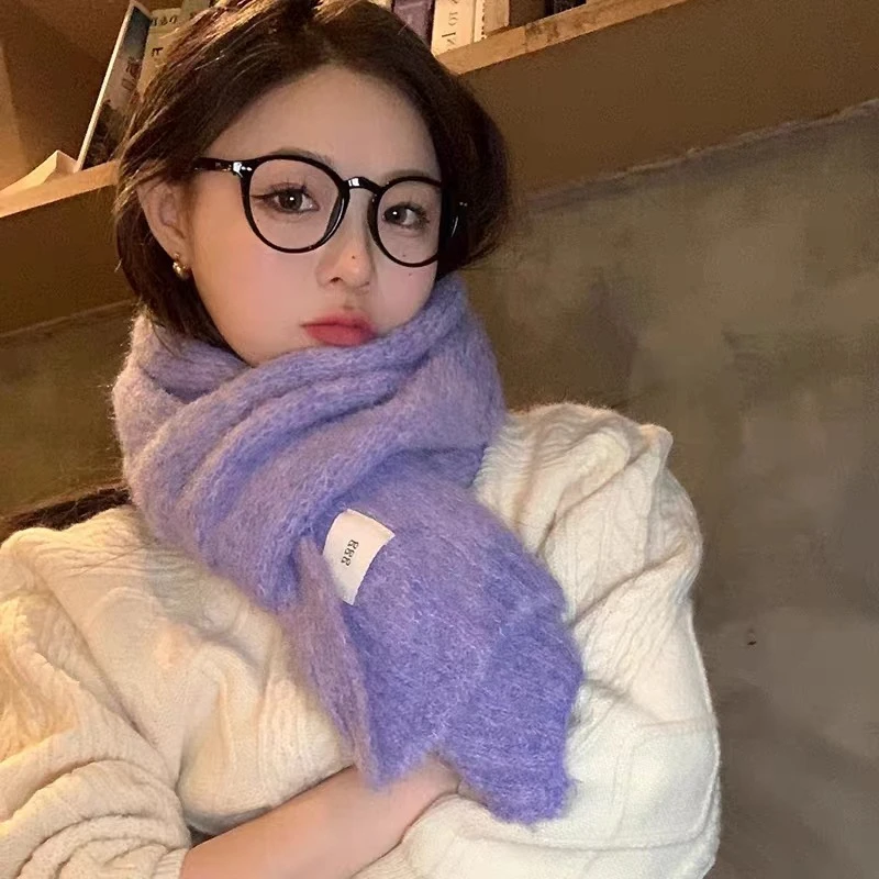 软软糯糯秋冬韩版纯色高级针织毛线围巾保暖防寒加厚ins情侣围脖