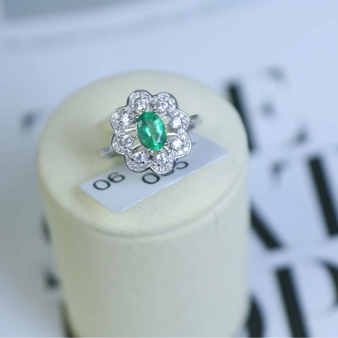 〔如一珠宝〕天然祖母绿戒指电光绿通透大气时尚