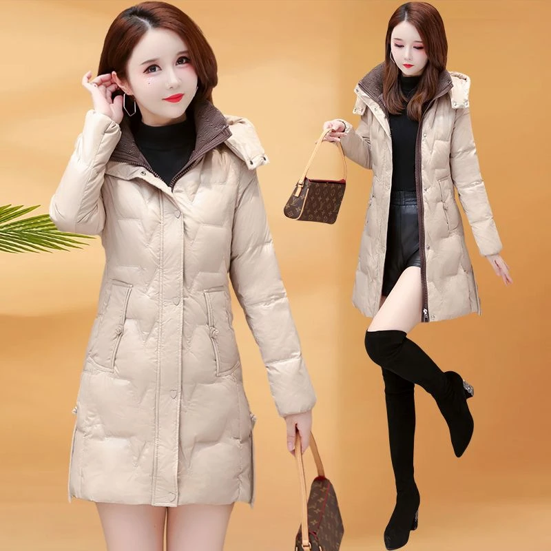 雅鹿秋冬高端90白鸭绒羽绒服2024年冬新款时尚气质女款连帽显瘦保