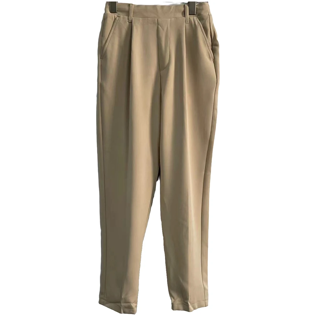 【外贸精品】8003 休闲百搭松紧高腰抽绳直筒 休闲裤