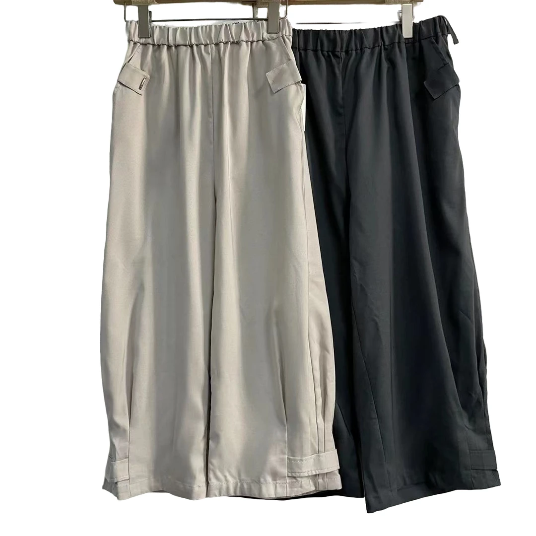 【外贸精品】4602 复古纯色腰部带抽绳宽松阔腿 休闲裤