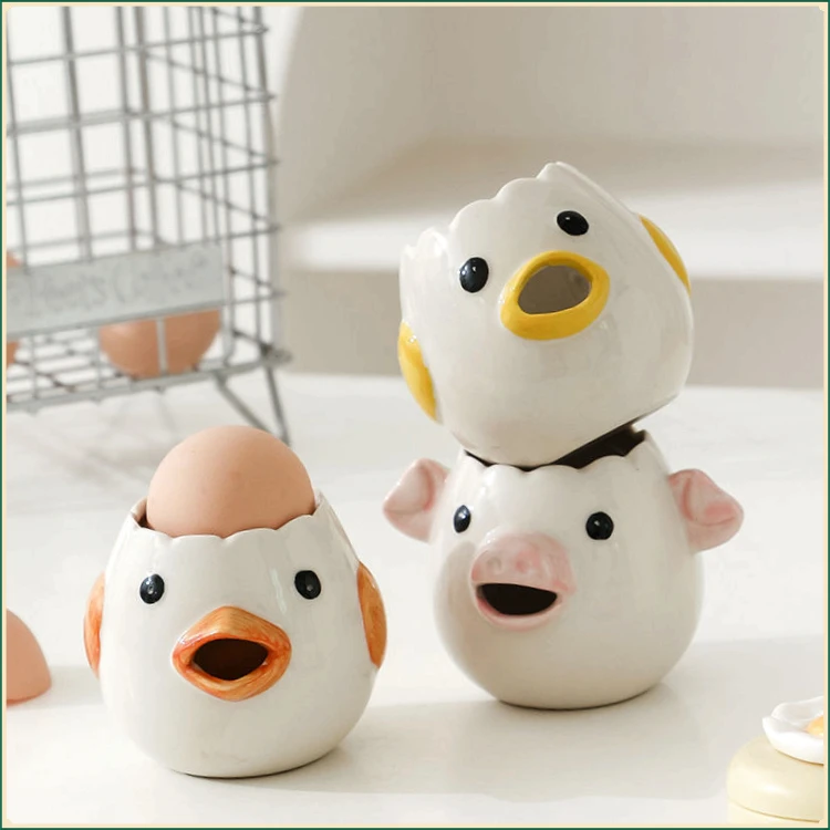 小鸡蛋清分离器卡通造型陶瓷蛋黄分离器亚马逊家用烘焙蛋液【多拓】