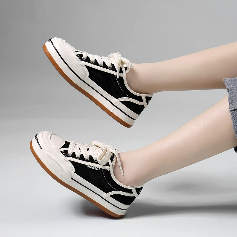 春季新款网鞋品牌女鞋系带时尚低帮板鞋白鞋运动厚底