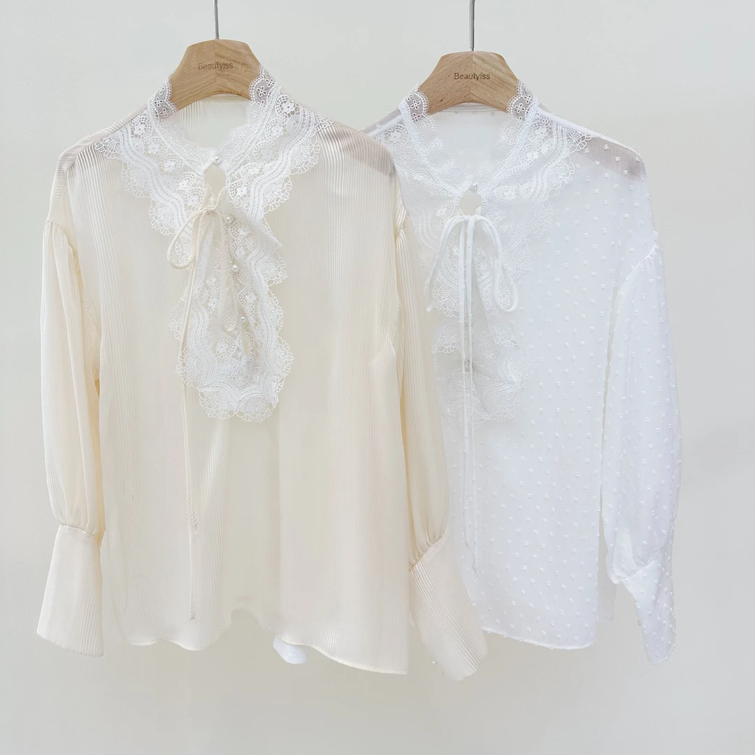 2024飞秒新品《德鲁纳》秋季蕾丝气质时尚百搭衬衫