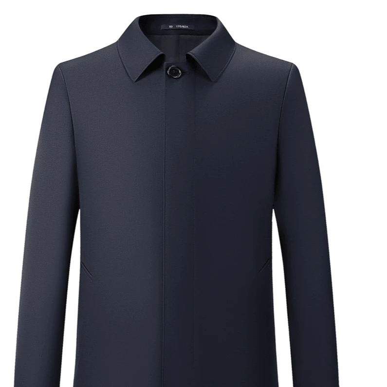 super160s精纺羊毛风衣商务休闲外套中老年爸爸秋冬中长款薄男士