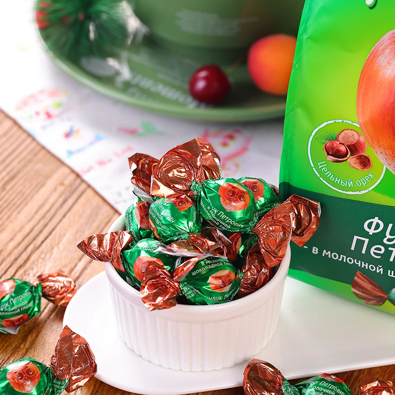 【晨弟缇娜】俄罗斯榛仁夹心巧克力糖200克/袋*2袋 日期到25年7月