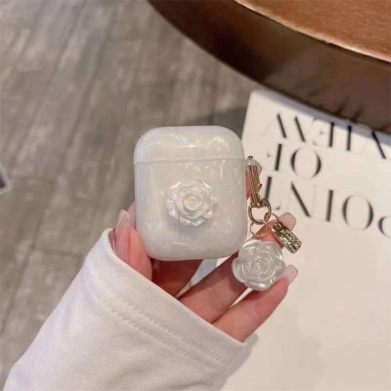 立体感贝壳纹山茶花Airpods4耳机套苹果2代保护套Pro3代软壳女款