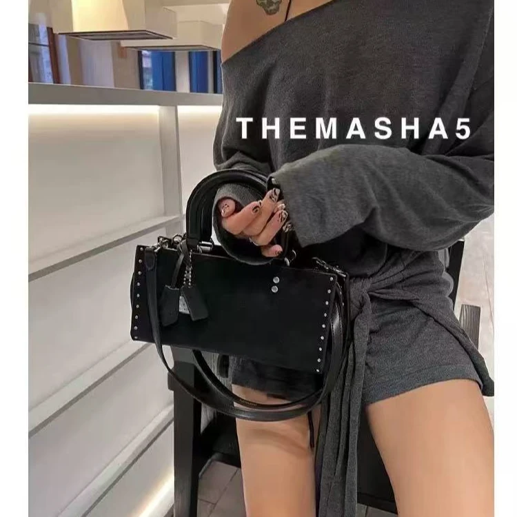 2024冬季新款潮流时尚铆钉磨砂手提包高级感洋气单肩斜挎包A273