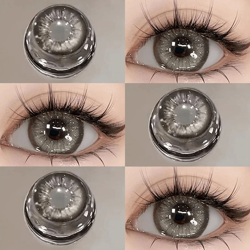 OVOLOOK泰式奶茶灰色半年抛美瞳隐形眼镜学生网感泪光萝莉大眼