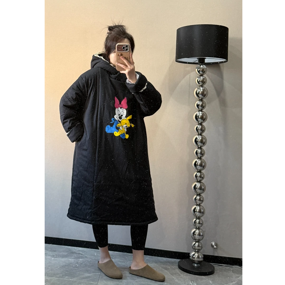 睡衣女款爆款2024可爱米奇带帽新款家居服新疆棉印花宽松长袖秋冬