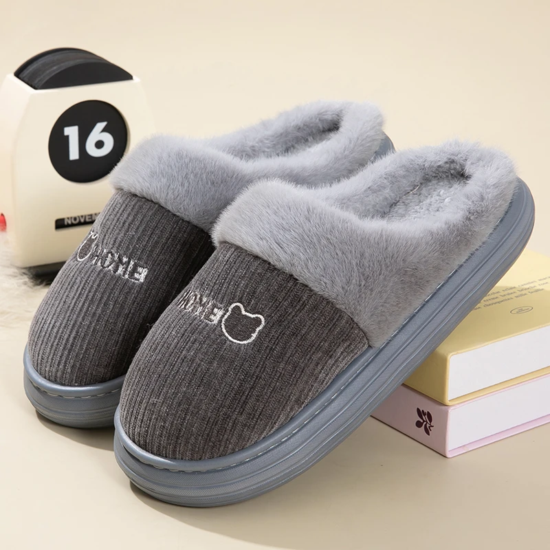 女士冬季棉拖鞋情侣防滑厚底加绒男士EVA拖鞋加厚居家毛拖大码