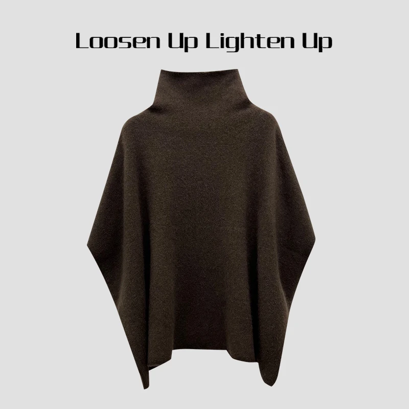 Loosen Up【艺术展套装】静奢慵懒风山羊绒混纺高领中袖上衣+半裙