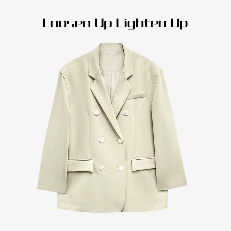 Loosen Up【雅痞西装】春款极简随性戗驳领双排扣廓形百搭西装外套