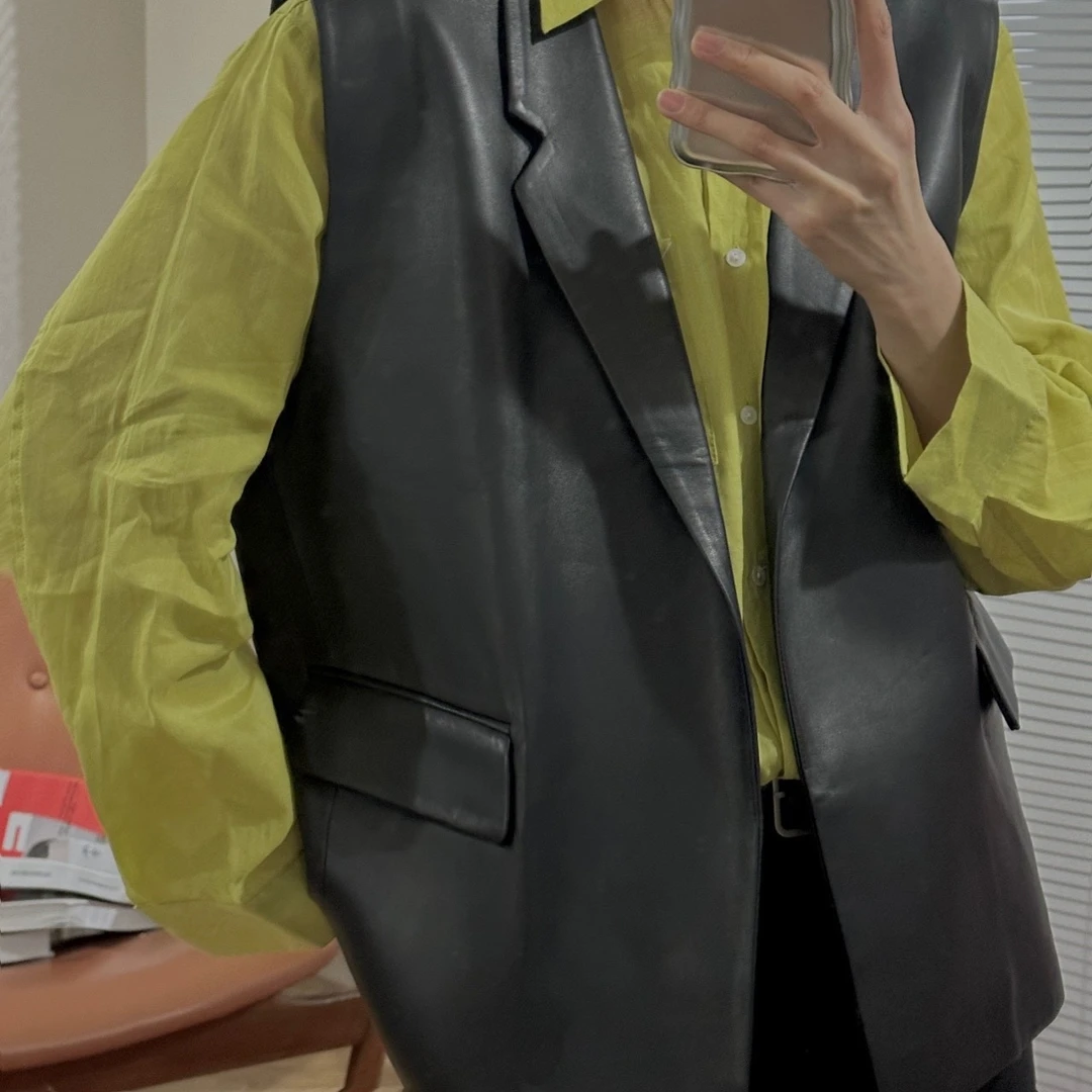 Loosen Up/小众设计师款 宽松慵懒百搭质感皮衣马甲