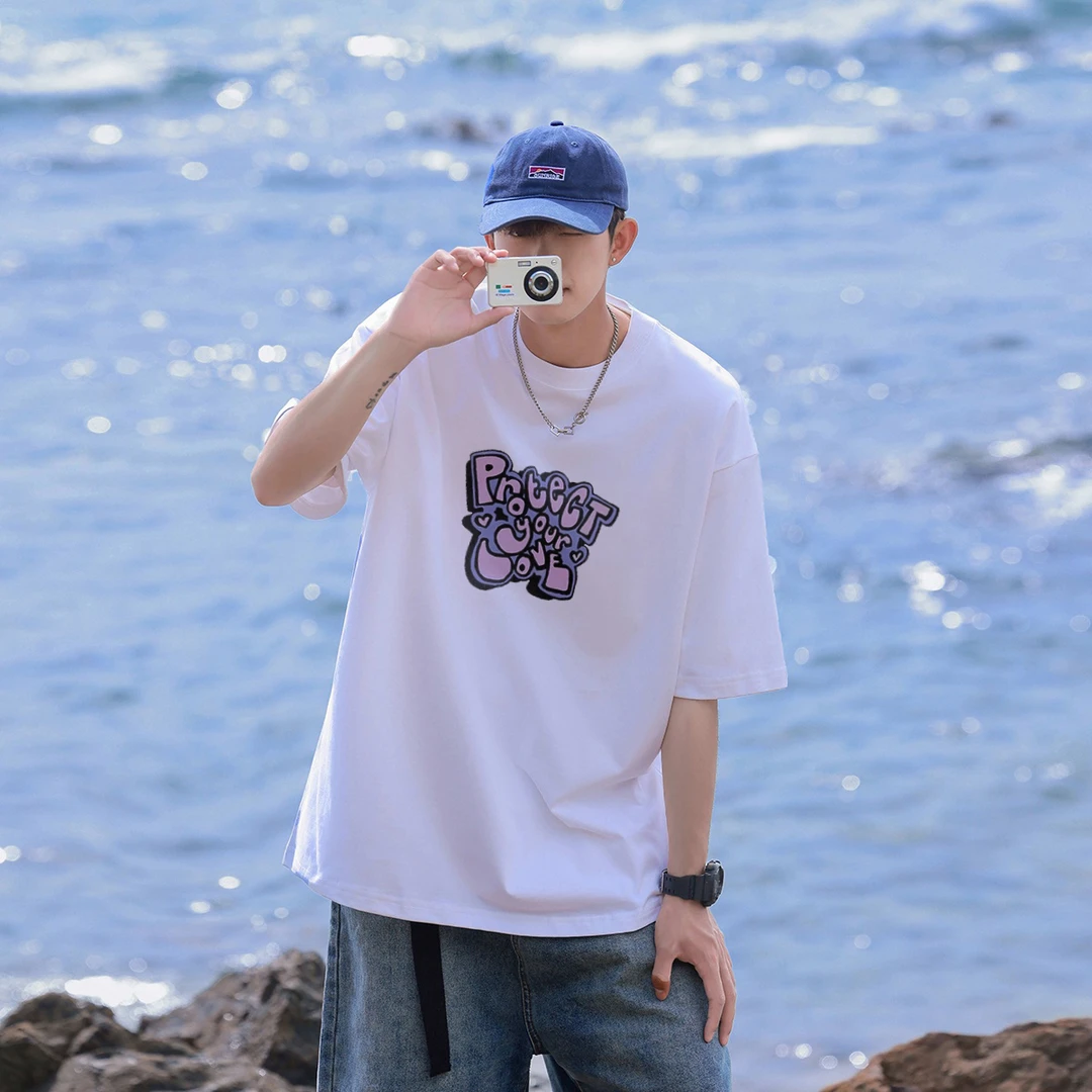 高街纯棉重磅宽松短袖t恤男女百搭款青年夏季ins潮牌街头圆领上衣