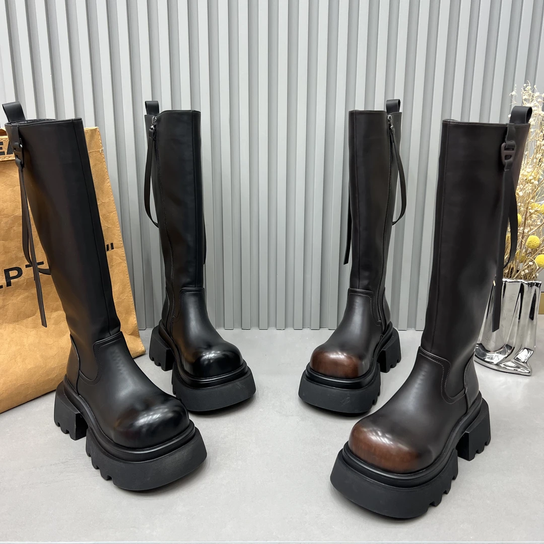 欧洲站真皮不过膝长靴女厚底2025不加绒骑士靴瘦瘦靴高筒靴