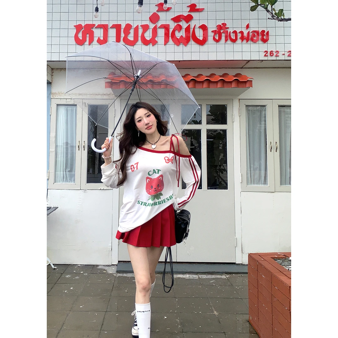 DREAM SEVEN77红色百褶半身裙秋季设计感短裙装QY85228