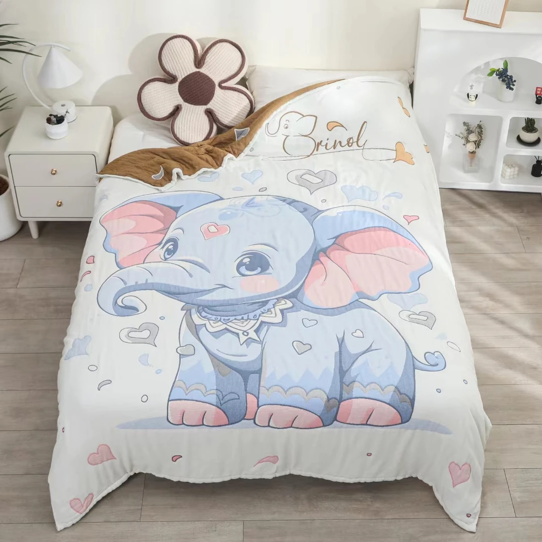 【蓝小象】150*200cm亲肤透气多层纱布睡毯柔软舒适盖毯