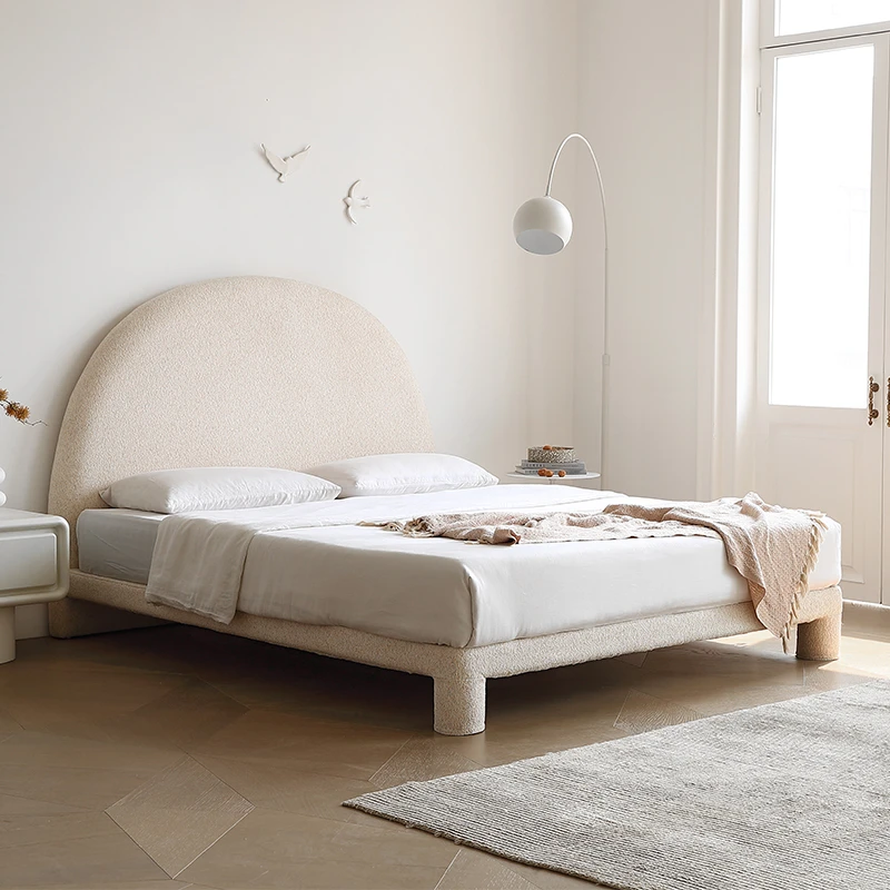 库里南家居半月床 法式奶油风公主床布艺大床现代卧室1.8m双人床