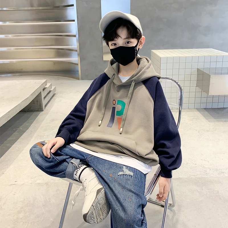 男童卫衣连帽洋气炸街中大童6-12岁男孩秋装2022新款潮牌网红9644