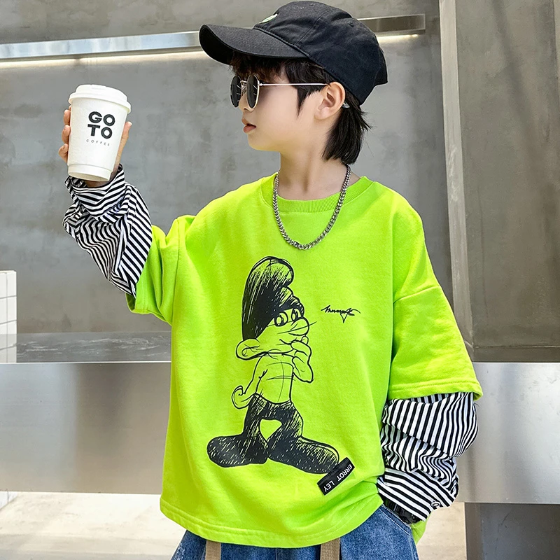 男童卫衣假两件春秋装儿童2023新款潮长袖6-12岁大男孩衣服CT1103