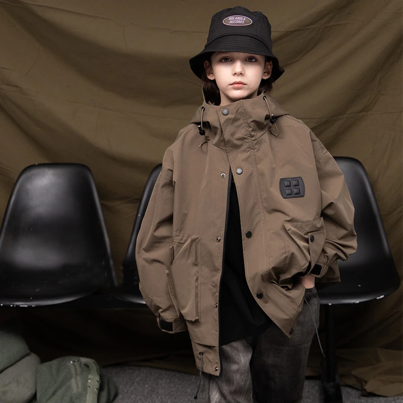 【软壳冲锋衣】男童秋冬装外套加厚8-16岁中大童男孩2024新款QW9216