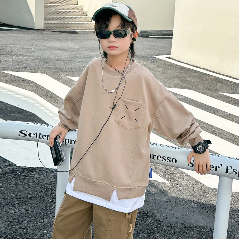 【品牌童装断码清仓直播】男童卫衣假两件6-12岁男孩9衣服23CY2101