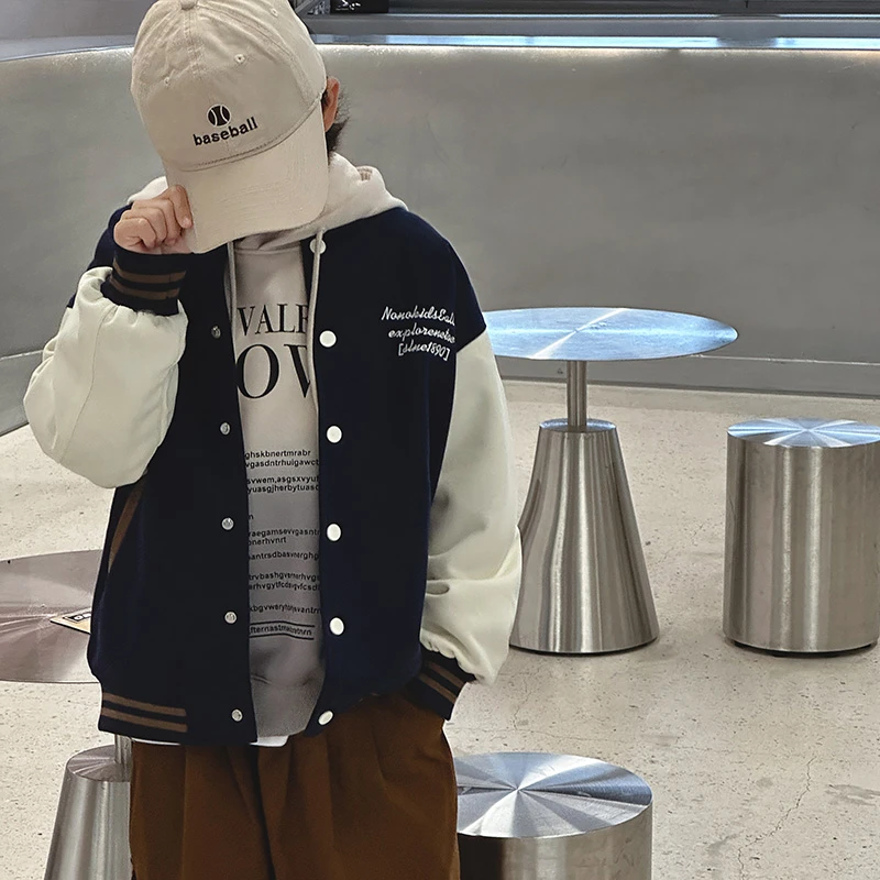 男童棒球服外套加厚秋冬款洋气2024新款儿童装中大童夹克23QW3523