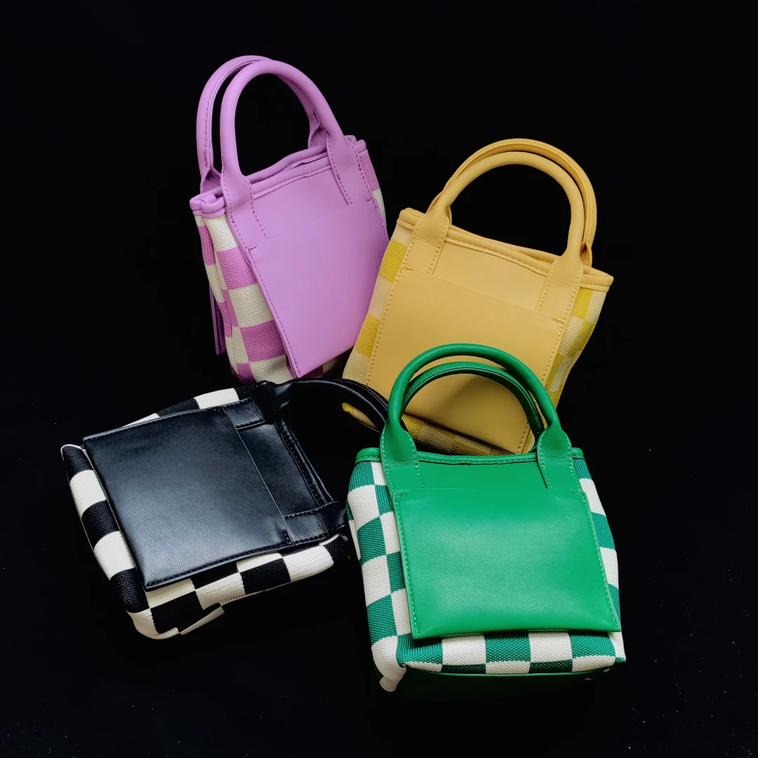 设计感格纹拼接包手机包小众女包斜挎单肩包棋盘格情侣小包